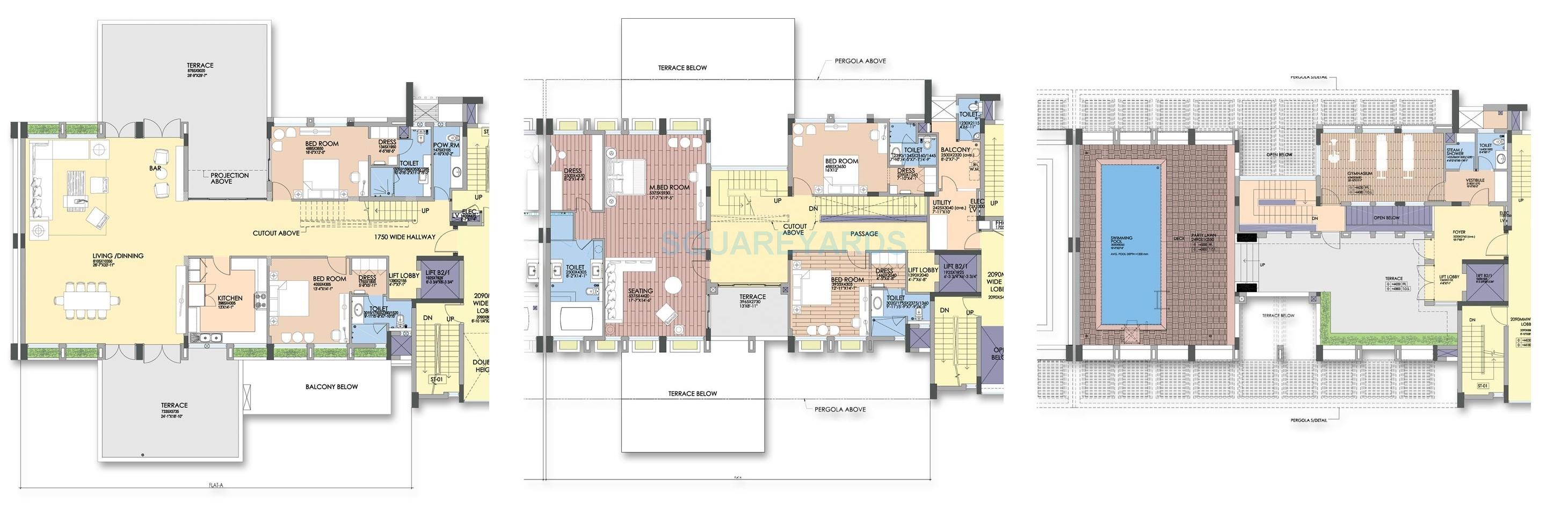 Floor plan of 5 BHK 12000 Sq. Ft. Penthouse in SS Hibiscus, Gurgaon