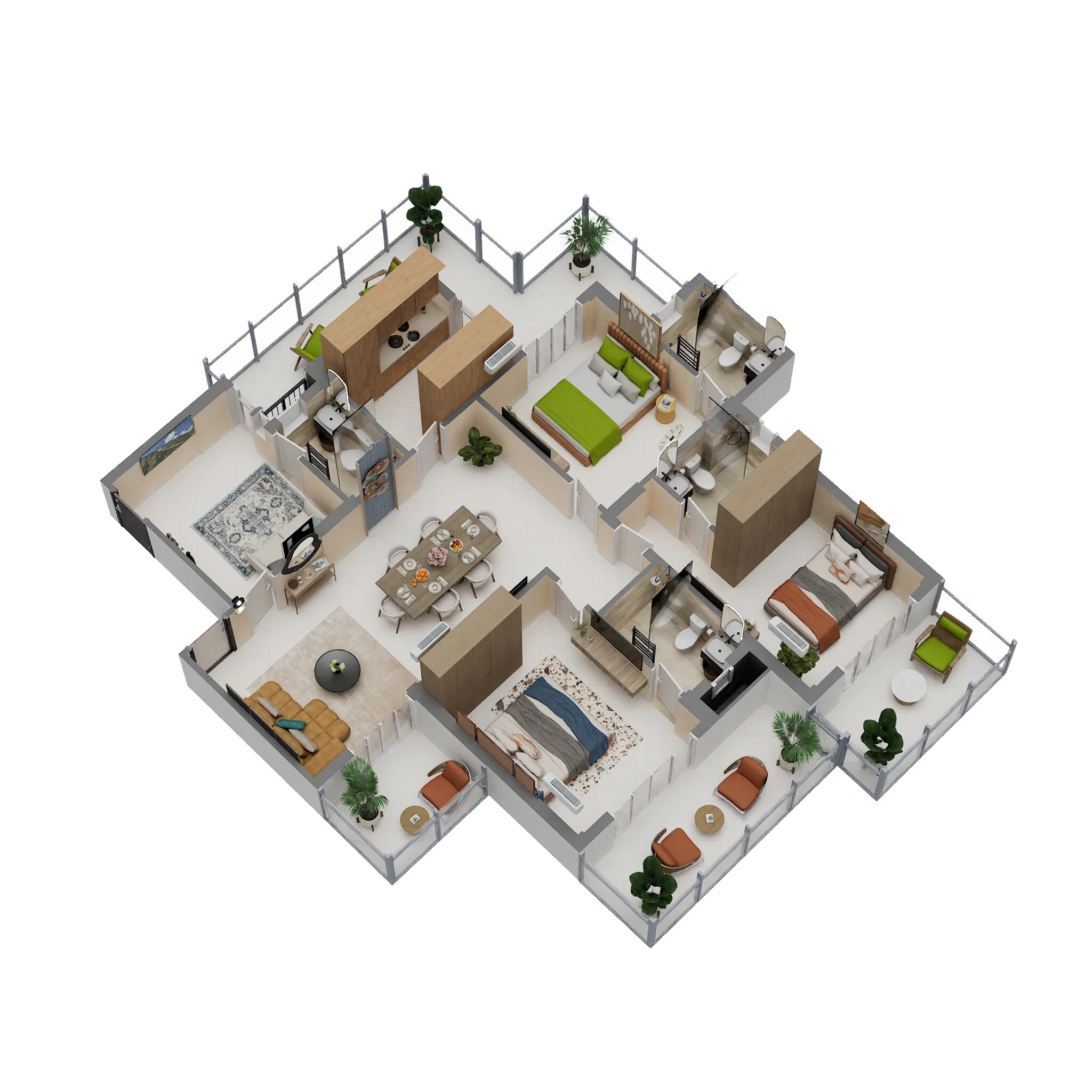 Floor plan of 4 BHK 1948 Sq. Ft. Apartment in Subh Seggovias, Gurgaon