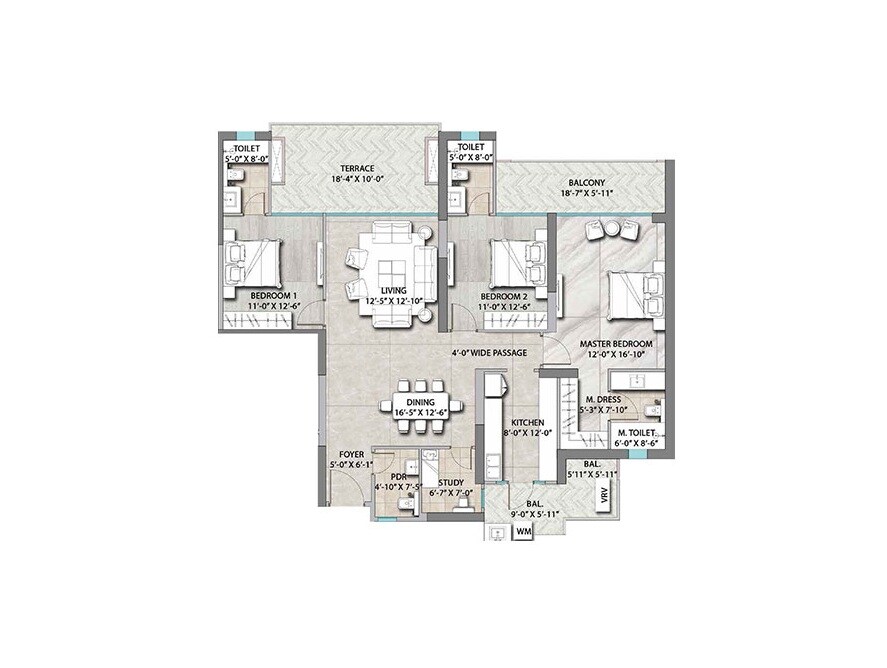 3 BHK 2350 Sq. Ft. Apartment