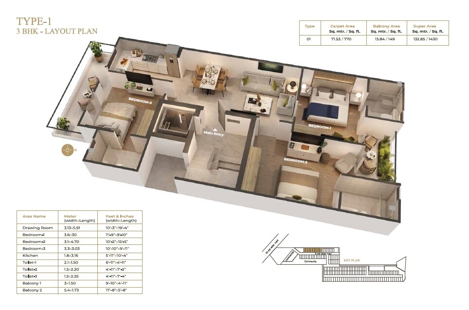 Other, suncity-vatsal-valley 3 Bedroom 1430 Sq.Ft. Apartment In Gwal Pahari Gurgaon 9078992