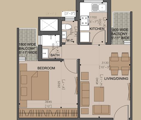 1 BHK 625 Sq. Ft. Apartment in Supertech Belfair