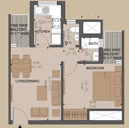 Supertech Belfair 1 BHK Layout