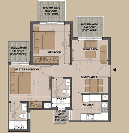 2 BHK 1020 Sq. Ft. Apartment