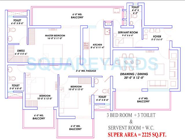 3 BHK 2225 Sq. Ft. Apartment