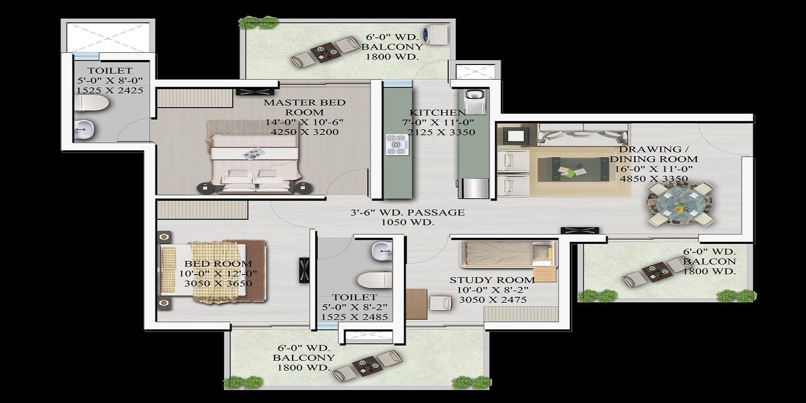 2 BHK 1440 Sq. Ft. Apartment