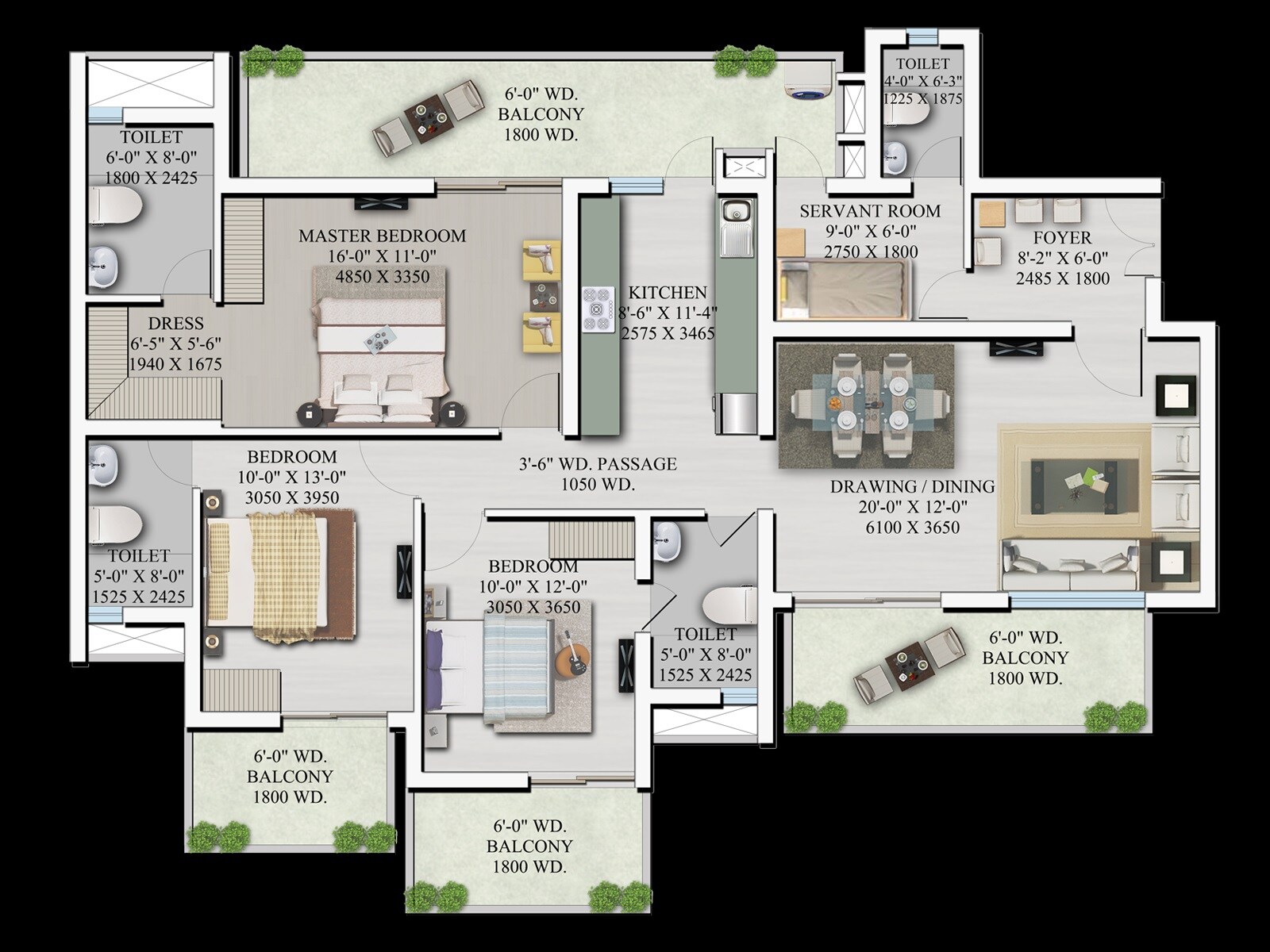 4 BHK 2695 Sq. Ft. Apartment