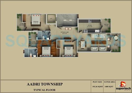 Other, supertech-aadri 3 Bedroom 1480 Sq.Ft. Apartment In Sector 79 Gurgaon 9112522