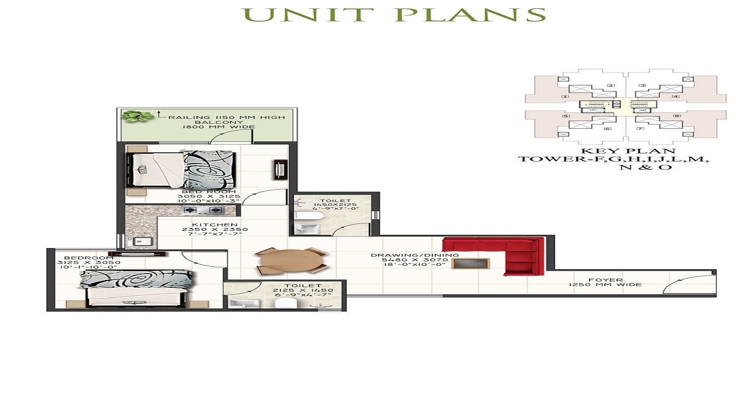 2 BHK 636 Sq. Ft. Apartment