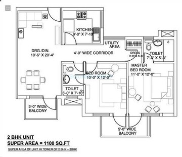  2 BHK Apartment at Piedmont Taksila Heights, Sector 37c – for Rent
