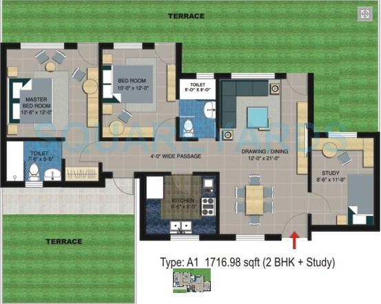 2 BHK 1717 Sq. Ft. Apartment