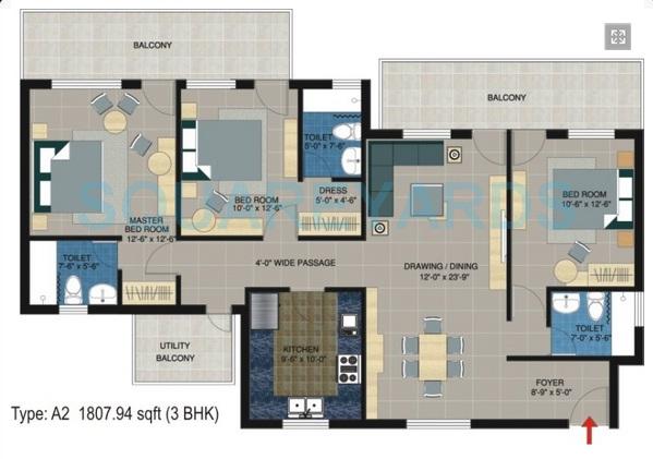  3 BHK Apartment at Piedmont Taksila Heights, Sector 37c – for Rent