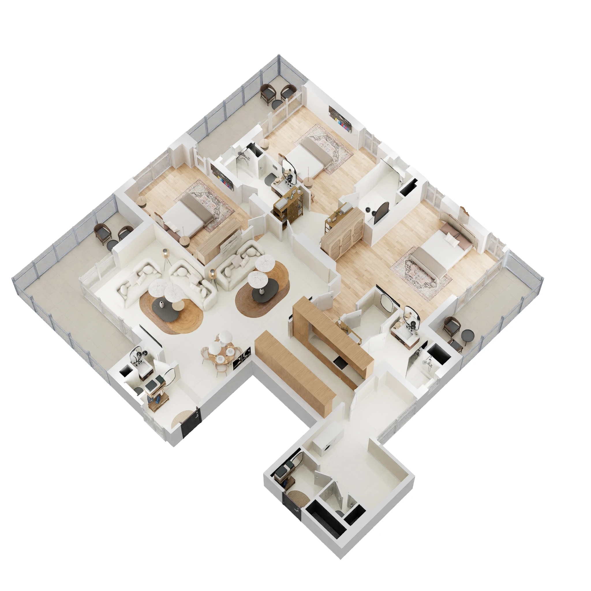 Floor plan of 3 BHK 2850 Sq. Ft. Apartment in Tarc Ishva, Gurgaon