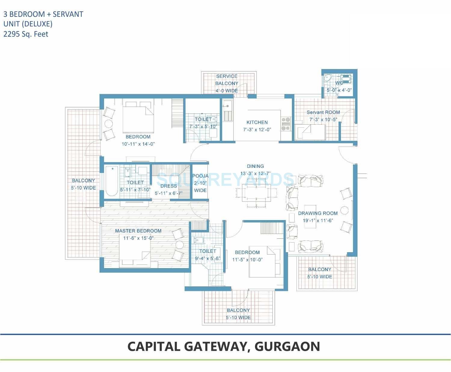  3 BHK Apartment at Tashee Capital Gateway, New Palam Vihar Phase 3 – for Rent