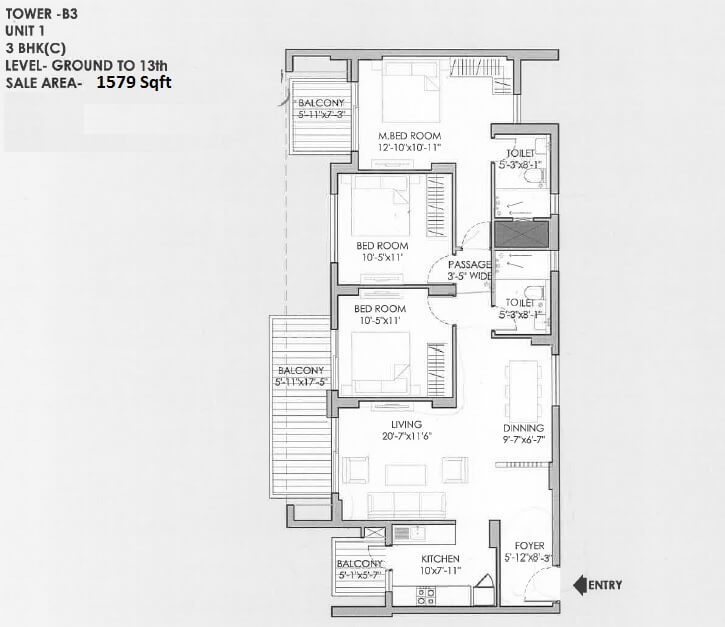 3 BHK Apartment at Tata La Vida, Sector 113 – for Sale