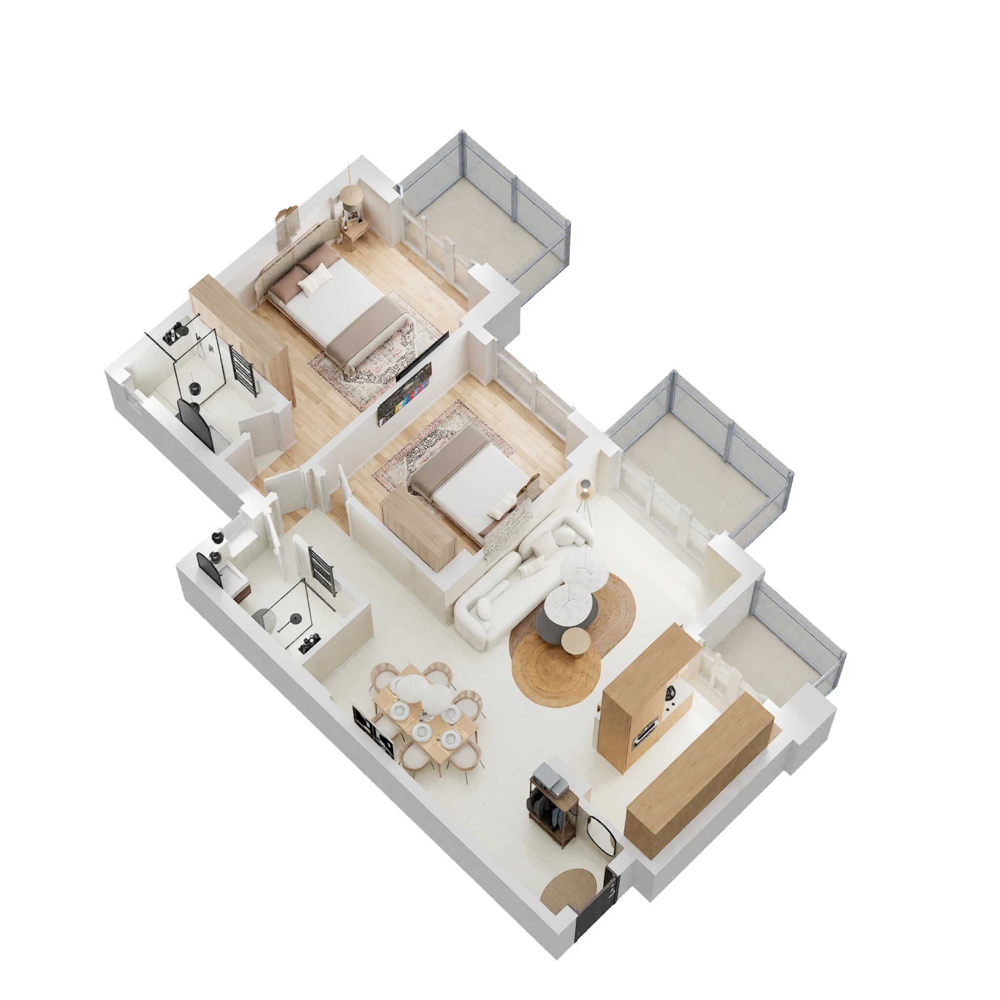 Floor plan of 2 BHK 1330 Sq. Ft. Apartment in Tata La Vida Codename Gateway Select, Gurgaon