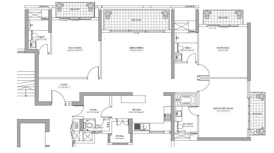 Floor plan of 3 BHK 2550 Sq. Ft. Apartment in Tata Primanti Phase 2, Gurgaon