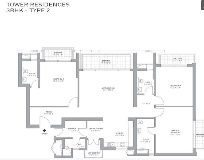 3 BHK 2560 Sq. Ft. Apartment in Tata Primanti-Tower Residences