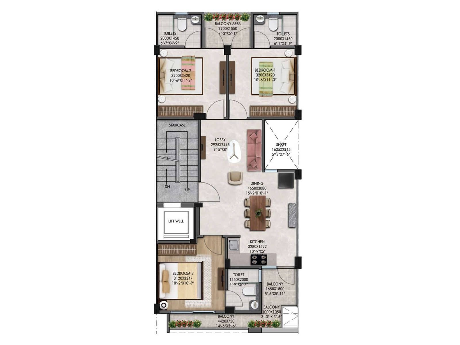 3 BHK 1185 Sq. Ft. Ind Floor in Terra Elegance Independent Floors