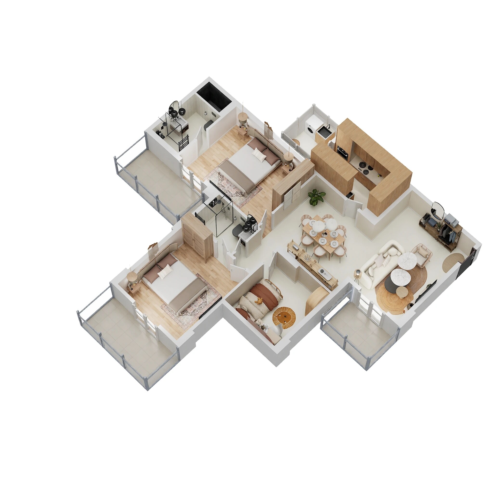 Floor plan of 3 BHK 1565 Sq. Ft. Apartment in The Center Court, Gurgaon