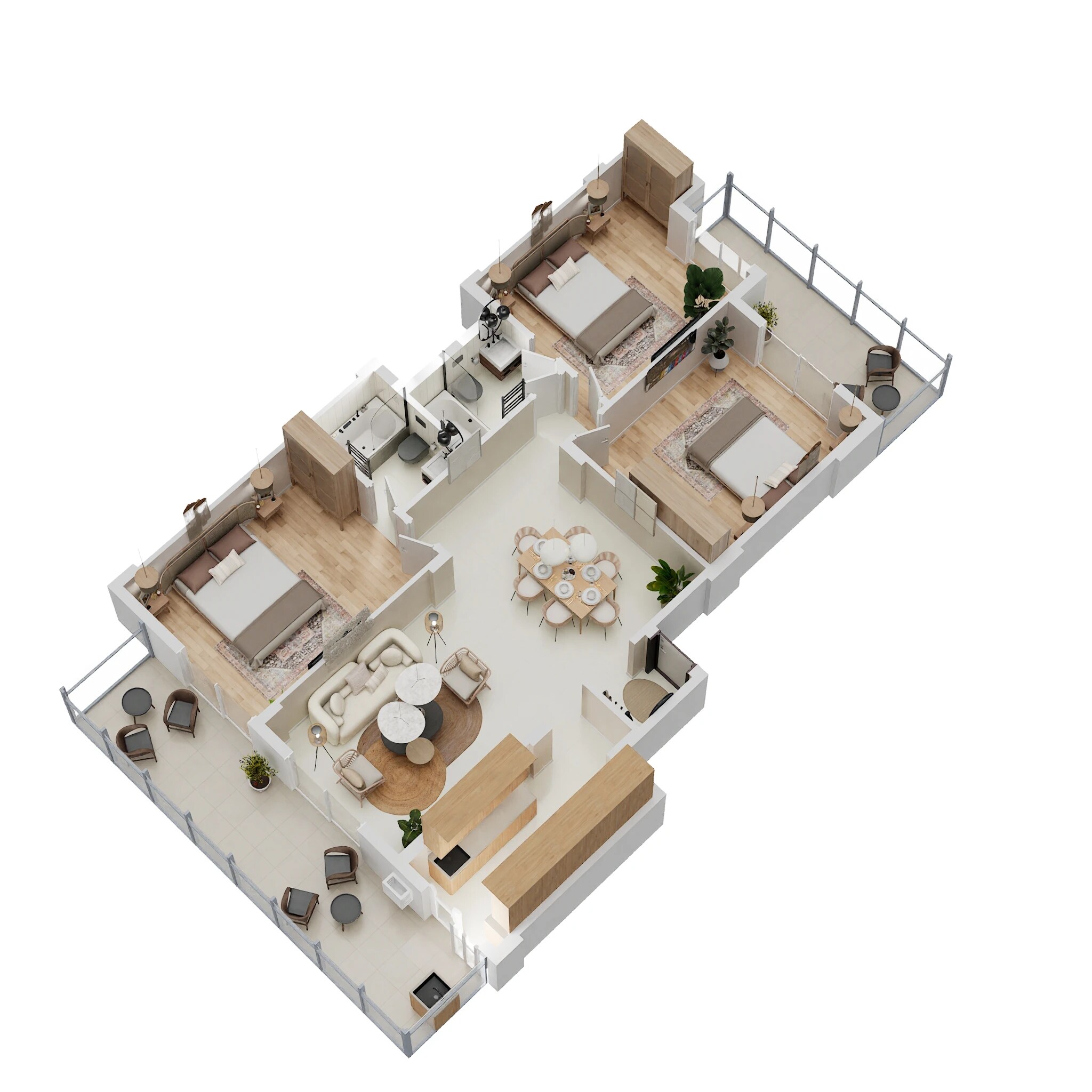 Floor plan of 3 BHK 1500 Sq. Ft. Apartment in The Center Court Prime, Gurgaon