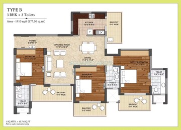  3 BHK Apartment at The Center Court Sports Residences, Sector 88a – for Sale