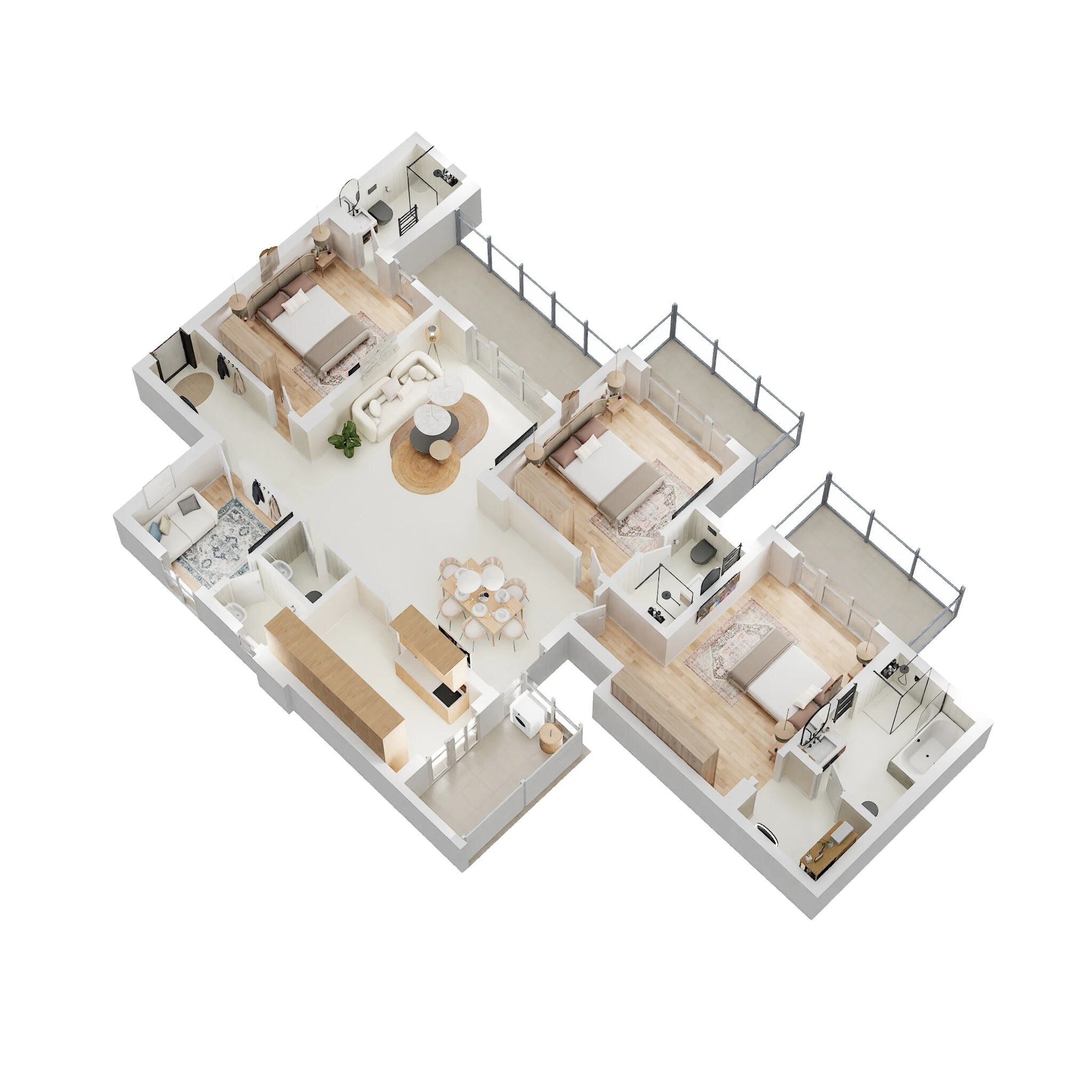 Floor plan of 3 BHK 2175 Sq. Ft. Apartment in The Center Court Sports Residences, Gurgaon