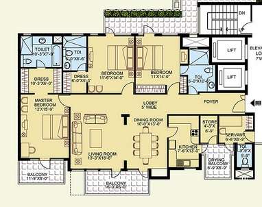 3 BHK 2200 Sq. Ft. Apartment in The Legend One