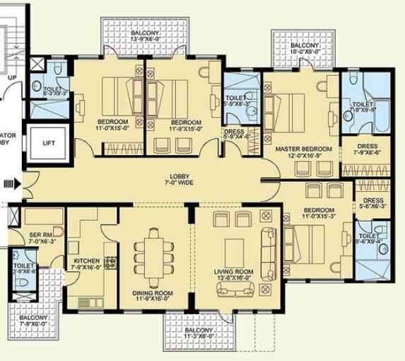 Floor plan of 4 BHK 4810 Sq. Ft. Apartment in The Legend One, Gurgaon