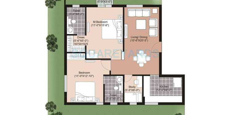 the residences uniworld resorts apartment 2bhk st 1125sqft 1
