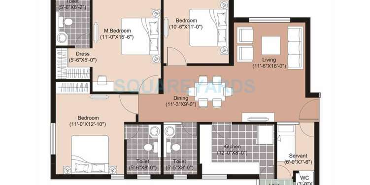 the residences uniworld resorts apartment 3bhk sq 1505sqft 1