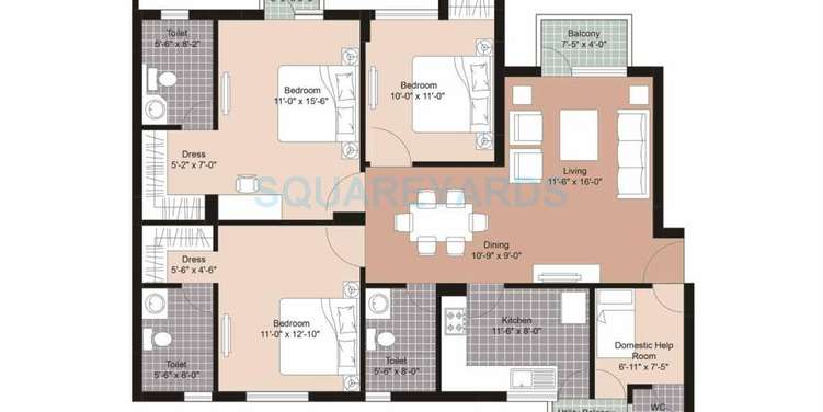 the residences uniworld resorts apartment 3bhk sq 1545sqft 1