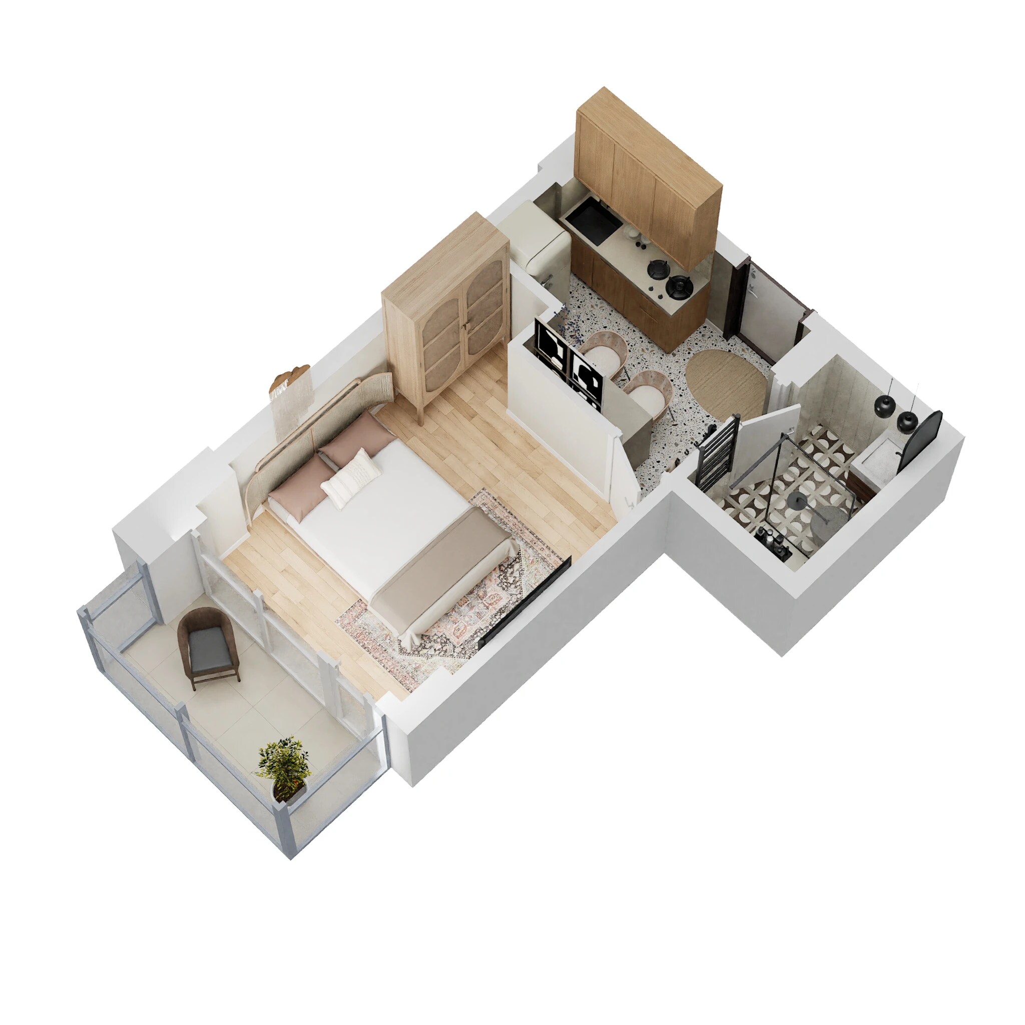 Floor plan of 555 Sq. Ft. Studio in Trehan Iris Broadway, Gurgaon