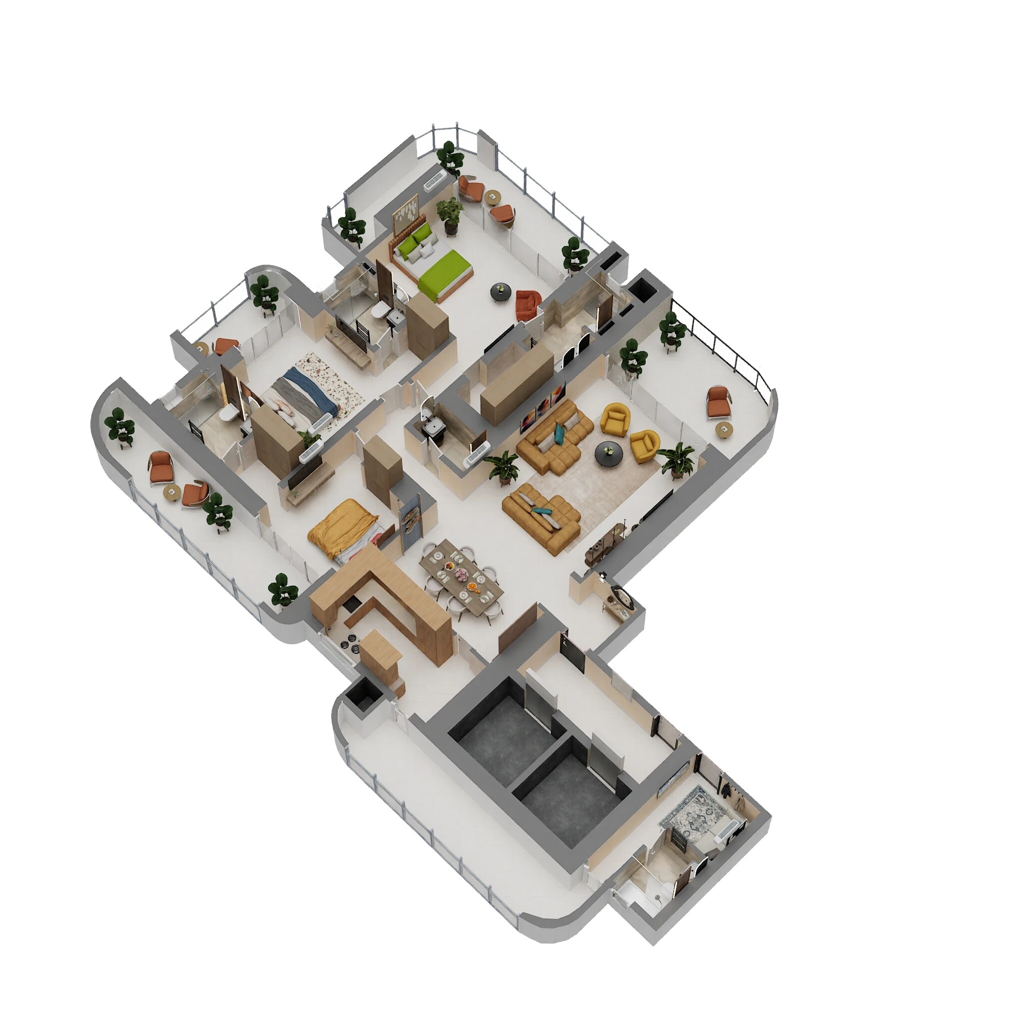 Floor plan of 3 BHK 3250 Sq. Ft. Apartment in Trehan Iris Omara, Gurgaon