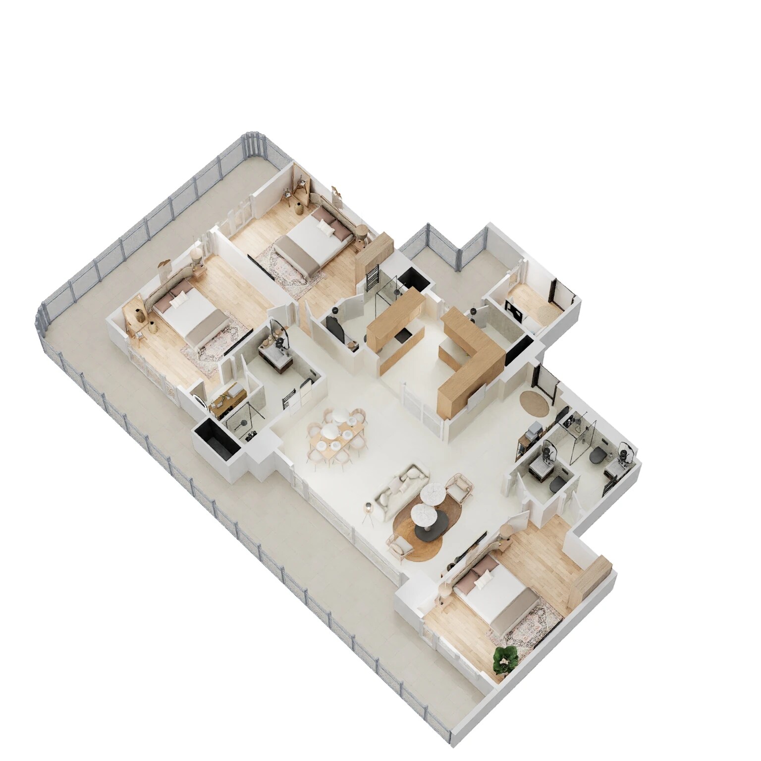 Floor plan of 3 BHK 2642 Sq. Ft. Apartment in TREVOC Royal Residences, Gurgaon