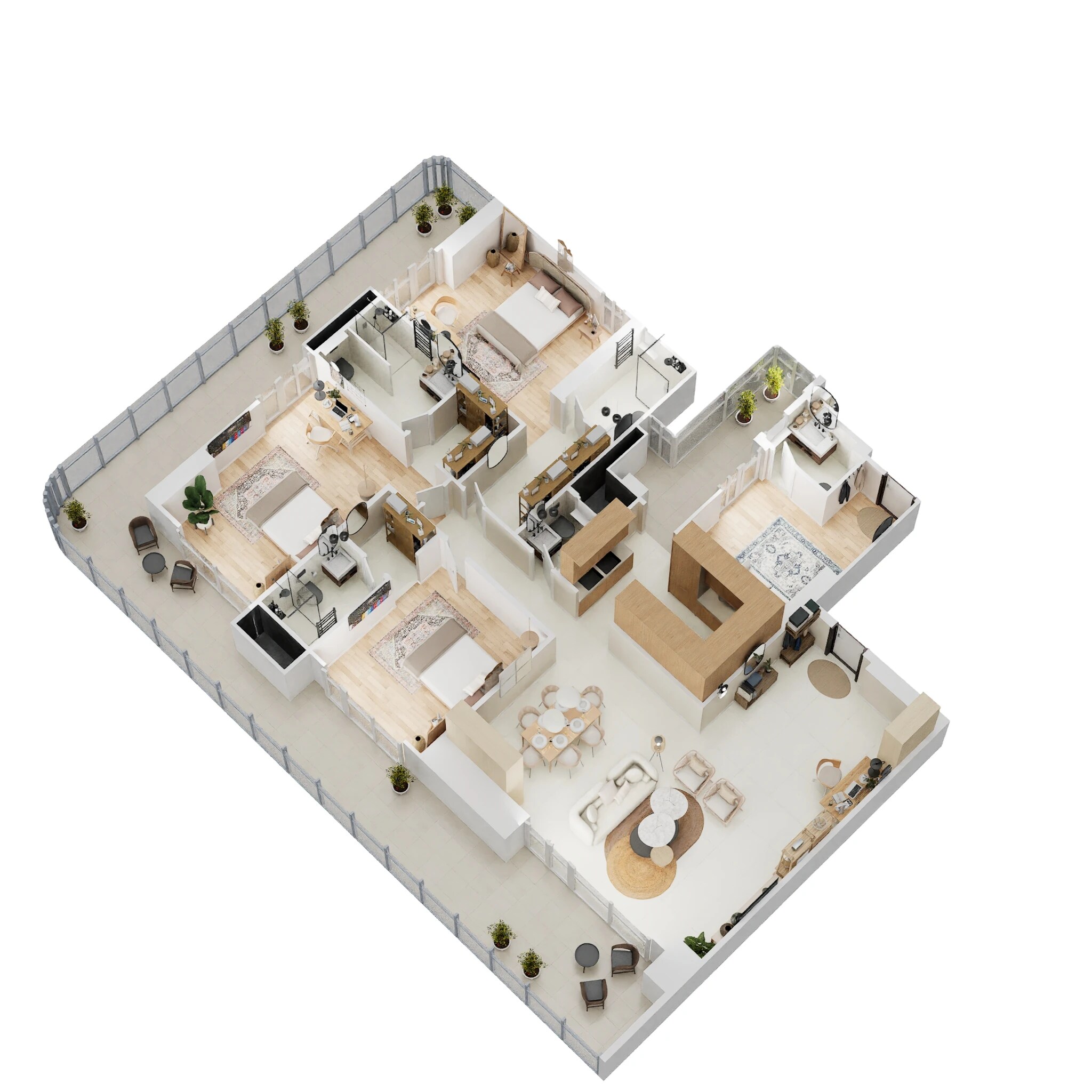 Floor plan of 3 BHK 2957 Sq. Ft. Apartment in TREVOC Royal Residences, Gurgaon