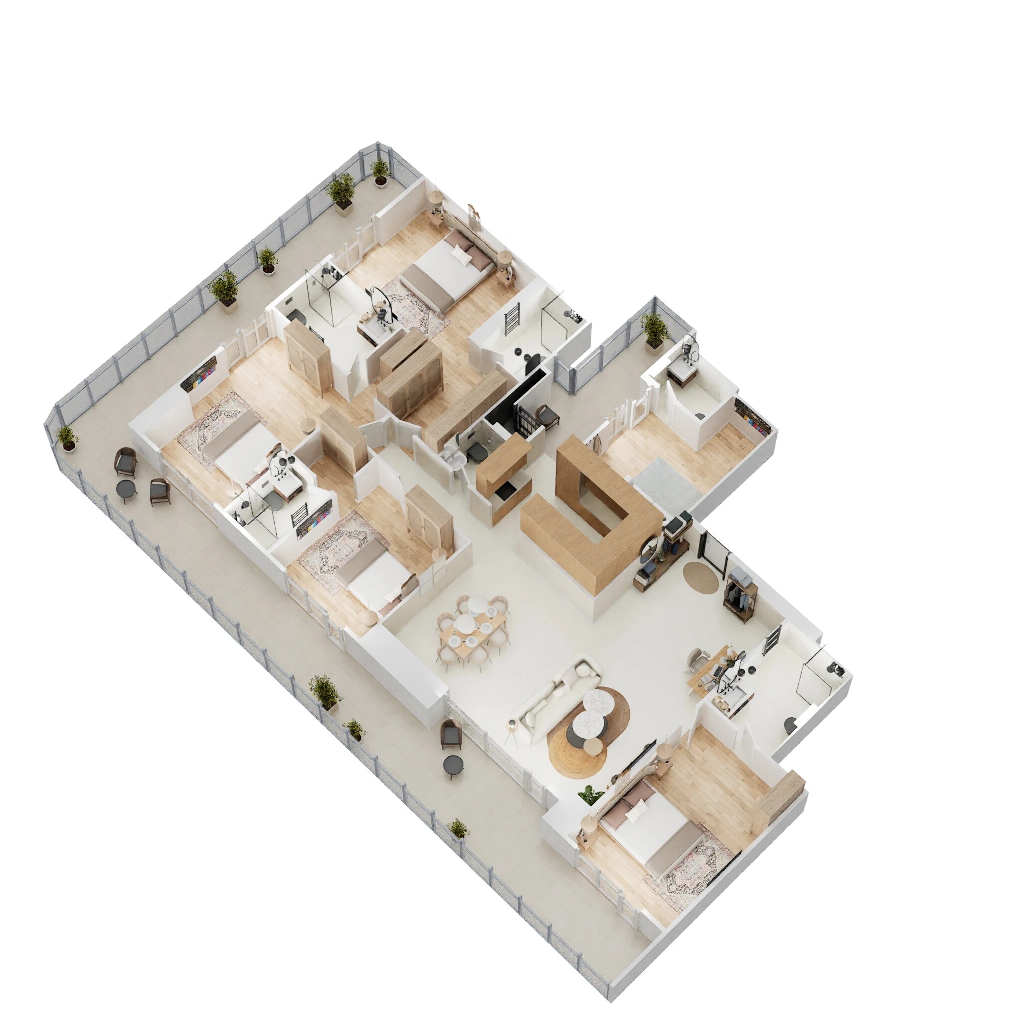 Floor plan of 4 BHK 3380 Sq. Ft. Apartment in TREVOC Royal Residences, Gurgaon