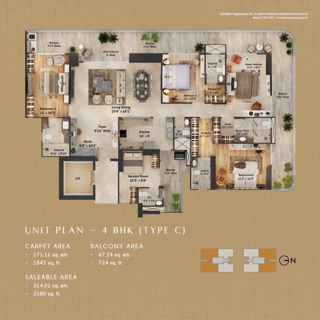 Other, trevoc-royal-residences 4 Bedroom 3380 Sq.Ft. Apartment In Sector 56 Gurgaon 8478396