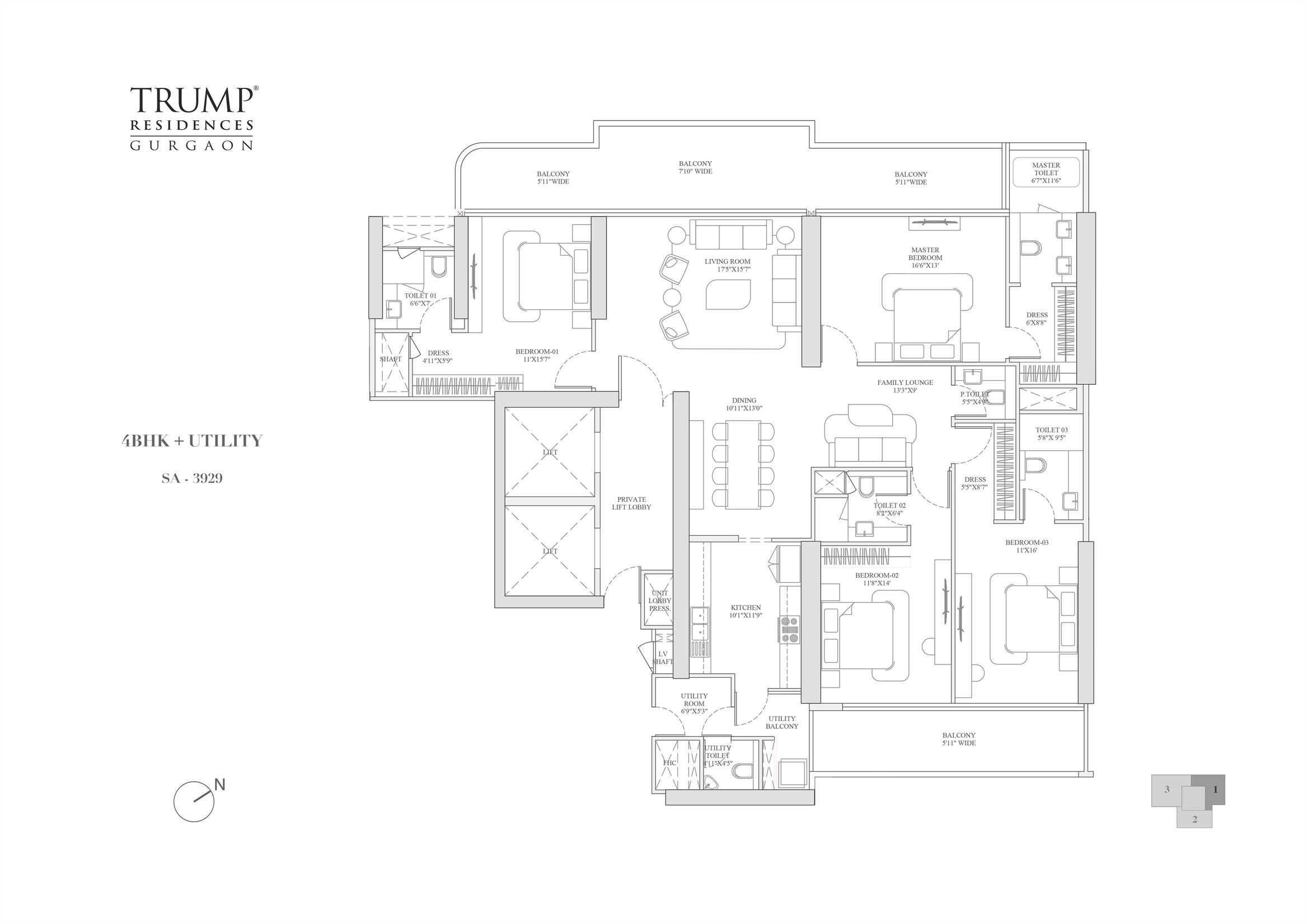 Other, trump-residences 4 Bedroom 3929 Sq.Ft. Apartment In Dhani Gurgaon 9005256