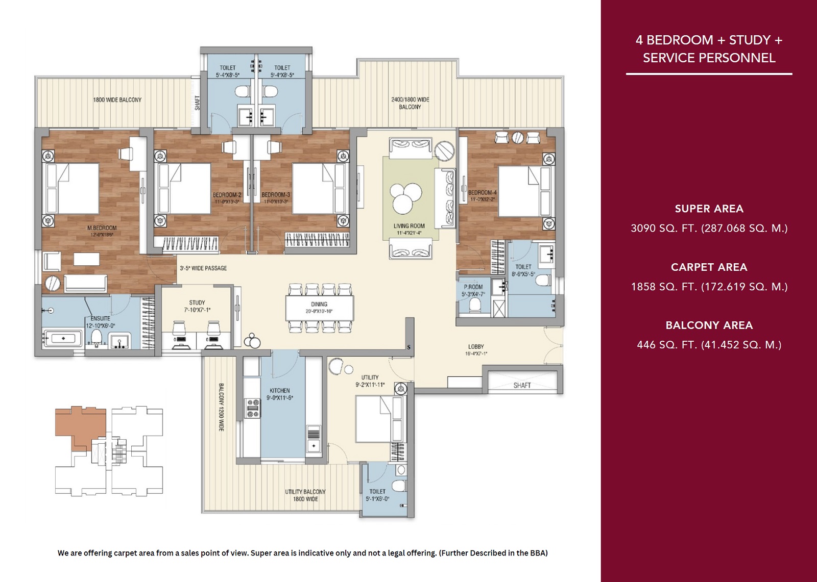 4 BHK 3090 Sq. Ft. Apartment in Tulip Crimson