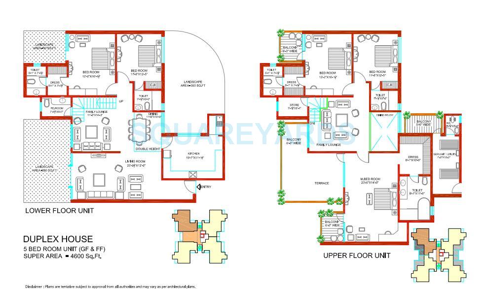 Floor plan of 5 BHK 4600 Sq. Ft. Apartment in Tulip Ivory, Gurgaon