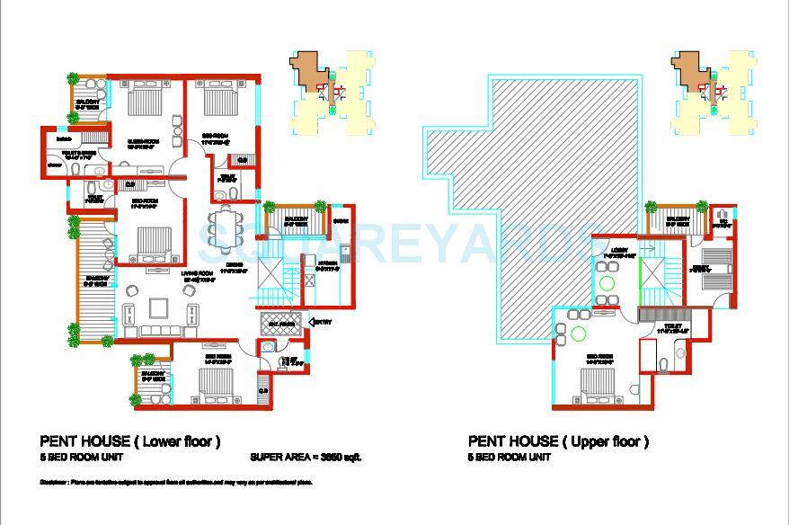 5 BHK 3850 Sq. Ft. Penthouse