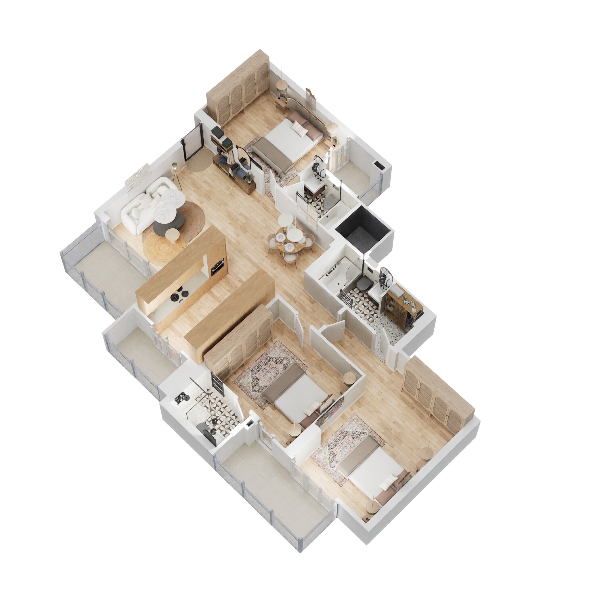 Floor plan of 3 BHK 1704 Sq. Ft. Apartment in Tulip Yellow, Gurgaon