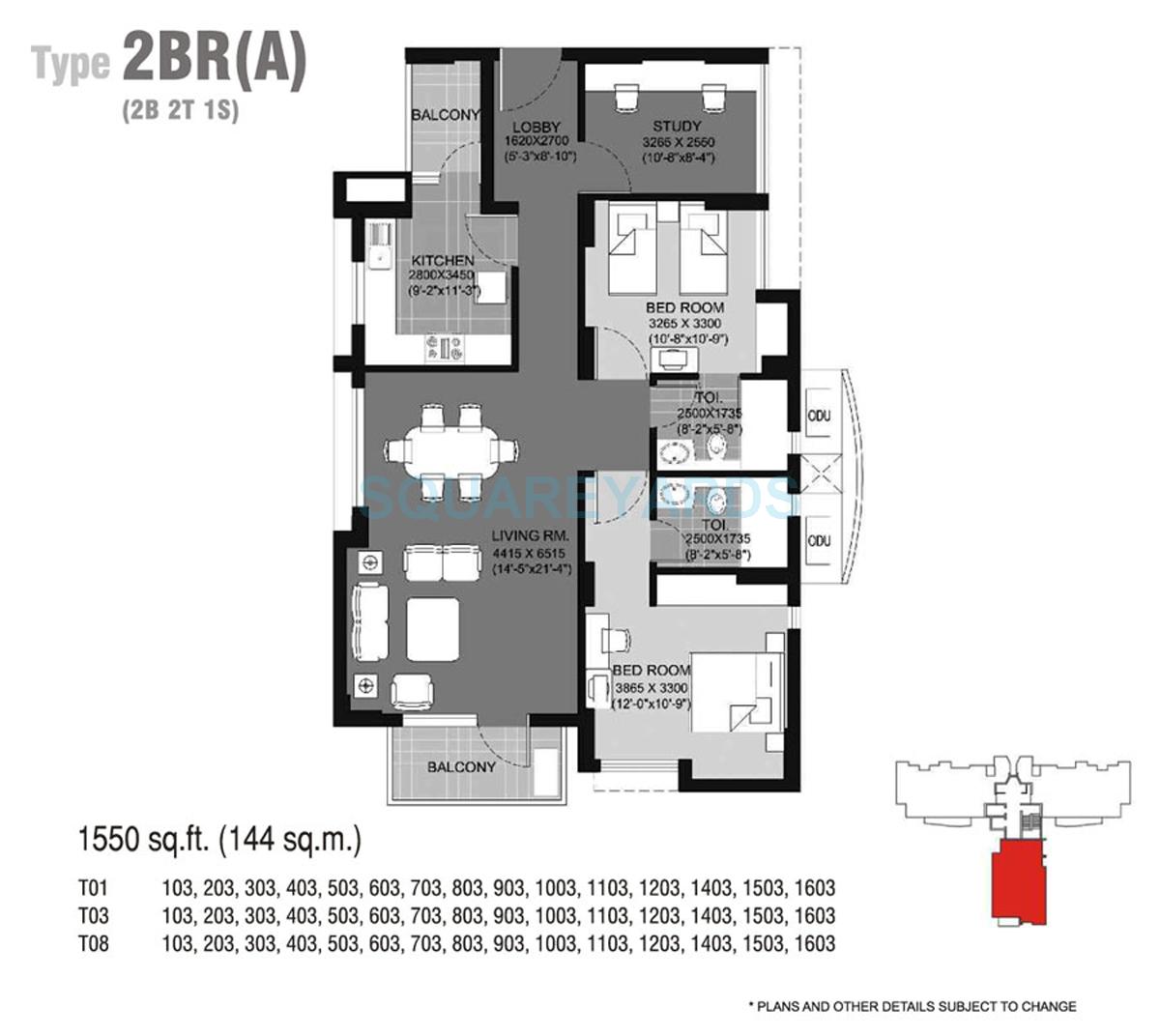 Other, unitech-escape 2 Bedroom 1550 Sq.Ft. Apartment In Rosewood City Gurgaon 9661887