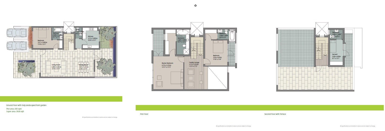 Floor plan of 3 BHK 2928 Sq. Ft. Villa in Unitech Espace Nirvana Country, Gurgaon