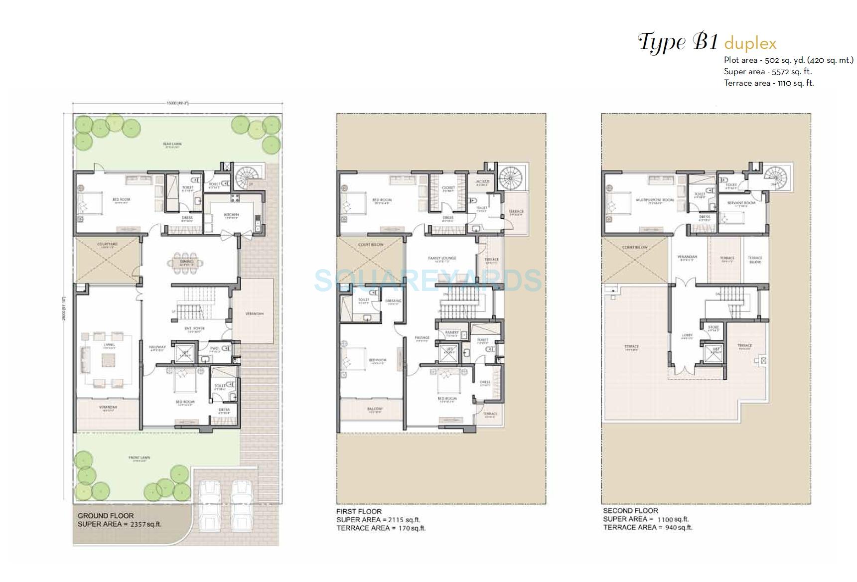 Floor plan of 6 BHK 5572 Sq. Ft. Villa in Unitech Espace Premiere, Gurgaon