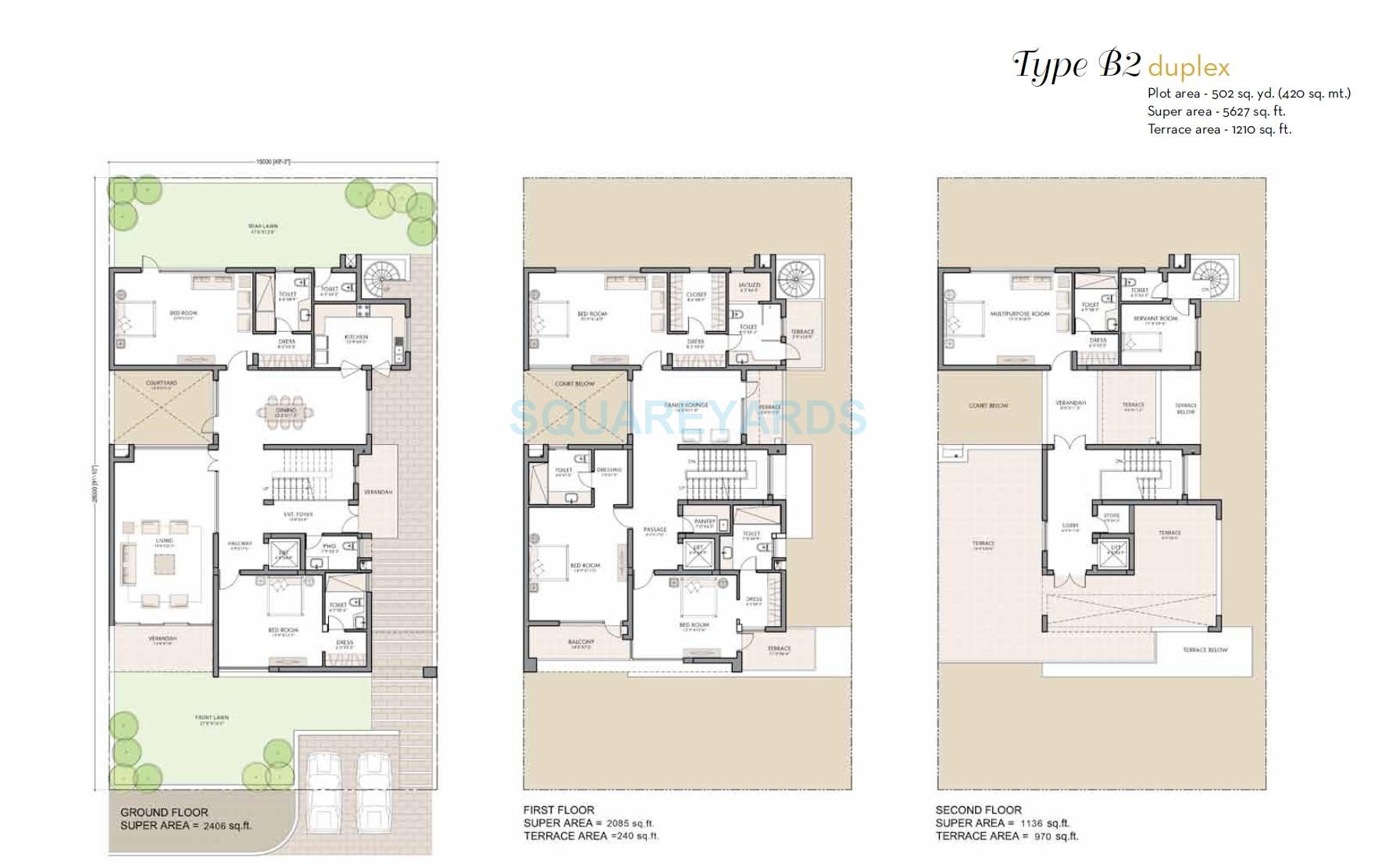 Floor plan of 6 BHK 5627 Sq. Ft. Villa in Unitech Espace Premiere, Gurgaon