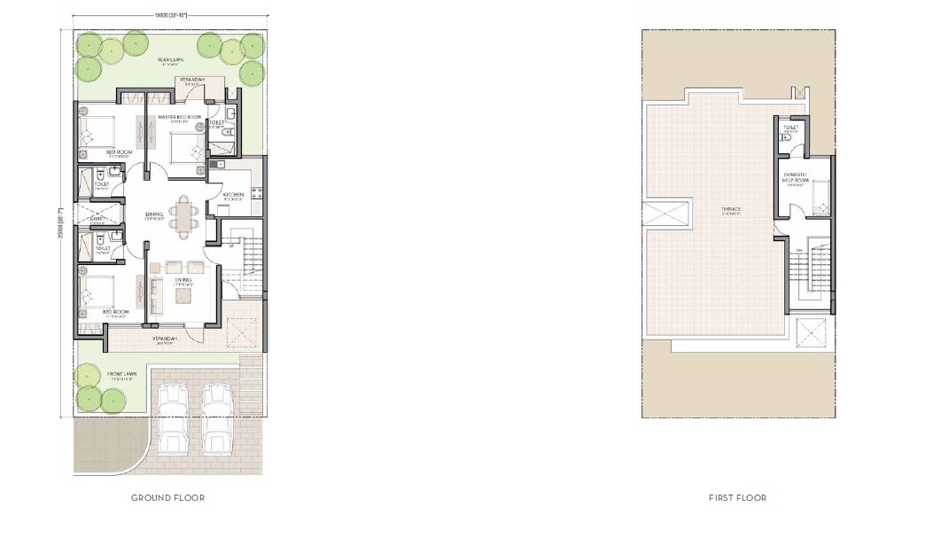 Floor plan of 3 BHK 1595 Sq. Ft. Villa in Unitech Espace Premiere Villas, Gurgaon