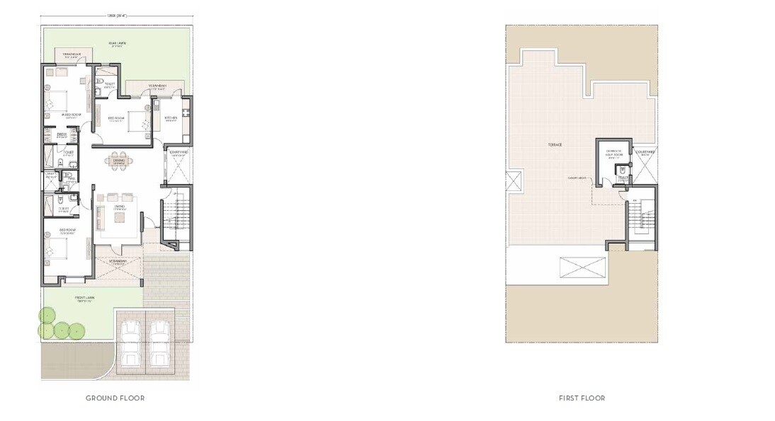 Floor plan of 3 BHK 2170 Sq. Ft. Villa in Unitech Espace Premiere Villas, Gurgaon