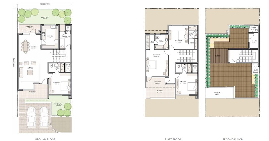 Floor plan of 4 BHK 2810 Sq. Ft. Villa in Unitech Espace Premiere Villas, Gurgaon