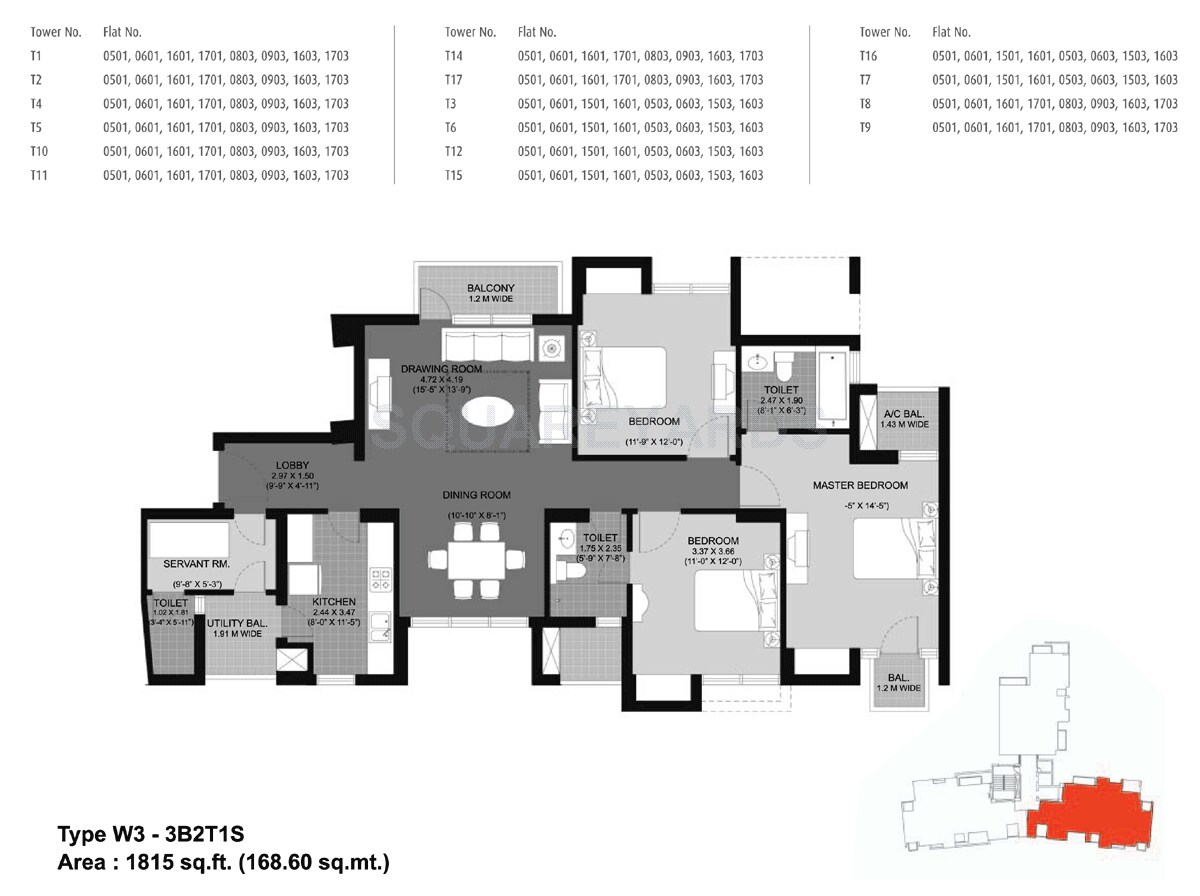  3 BHK Apartment at Unitech Fresco, Sector 50 – for Rent